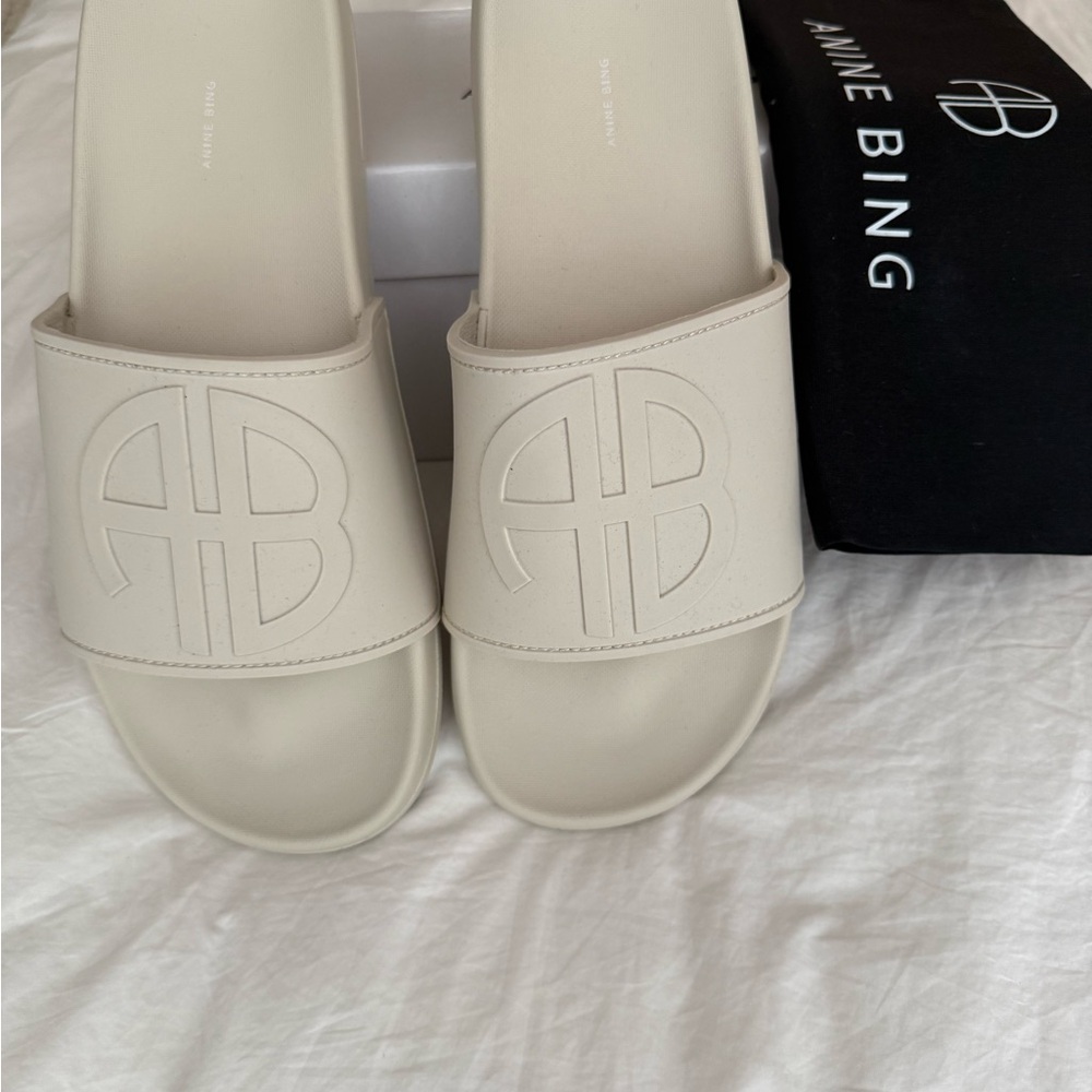 Anine Bing Womens Isla Slides in Stone